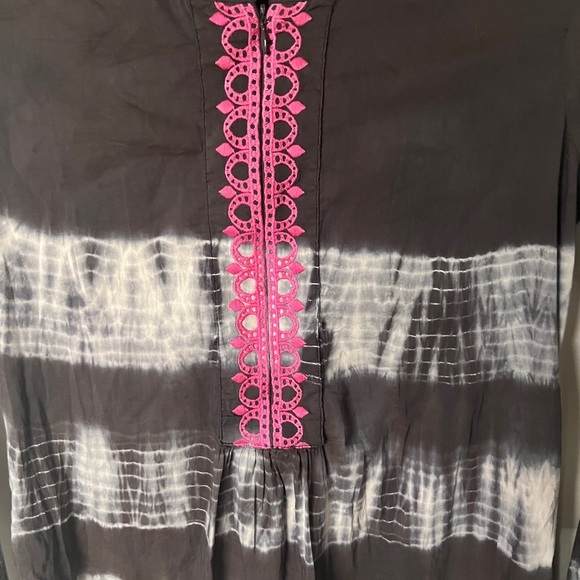 Athleta Gray and White tie die Long Sleeve Cover Up with Pink Detail Size S - Picture 7 of 7